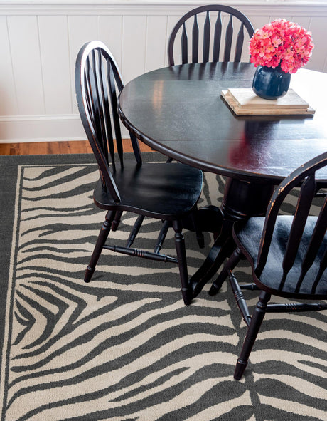 Gray and Ivory 10' x 10' Wildlife Square Area Rug Animal Print Safari Jungle Inspired Carpet for Unique Modern Interior Design for Sale at Rug Engine
