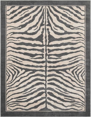 Gray and Ivory 7' 10 x 10' Wildlife Rectangle Area Rug Animal Print Safari Jungle Inspired Carpet for Unique Modern Interior Design for Sale at Rug Engine