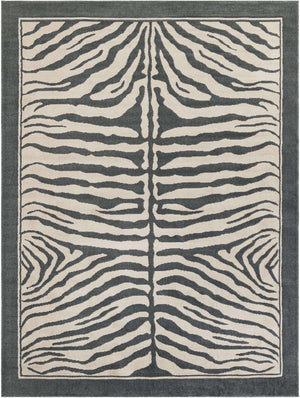 Gray and Ivory 9' x 12' Wildlife Rectangle Area Rug Animal Print Safari Jungle Inspired Carpet for Unique Modern Interior Design for Sale at Rug Engine