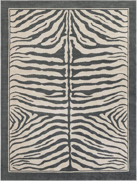 Gray and Ivory 9' x 12' Wildlife Rectangle Area Rug Animal Print Safari Jungle Inspired Carpet for Unique Modern Interior Design for Sale at Rug Engine