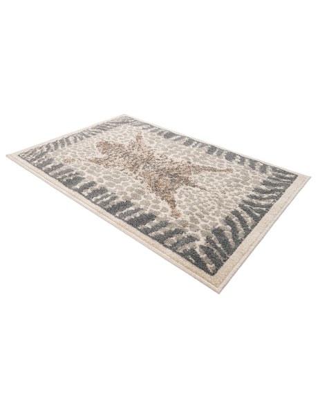 Gray and Ivory 2' x 3' 1 Wildlife Rectangle Area Rug Animal Print Safari Jungle Inspired Carpet for Unique Modern Interior Design for Sale at Rug Engine