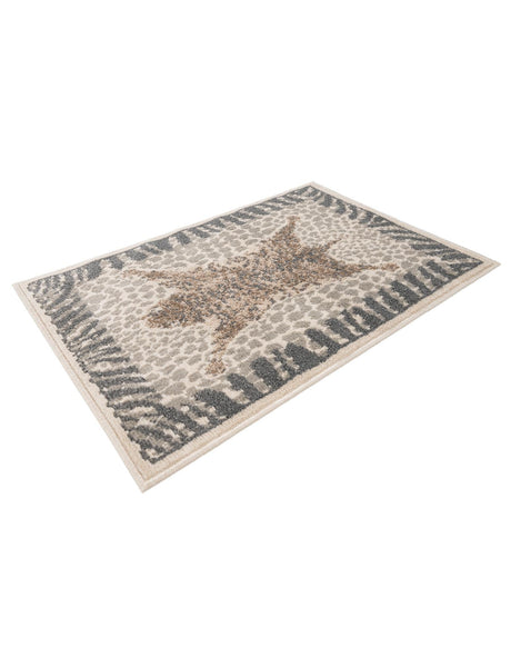 Gray and Ivory 2' x 3' 1 Wildlife Rectangle Area Rug Animal Print Safari Jungle Inspired Carpet for Unique Modern Interior Design for Sale at Rug Engine