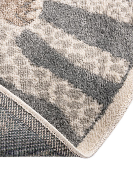 Gray and Ivory 3' 1 x 3' 1 Wildlife Round Area Rug Animal Print Safari Jungle Inspired Carpet for Unique Modern Interior Design for Sale at Rug Engine