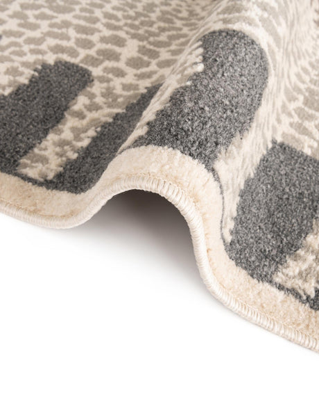Gray and Ivory 3' 1 x 3' 1 Wildlife Round Area Rug Animal Print Safari Jungle Inspired Carpet for Unique Modern Interior Design for Sale at Rug Engine
