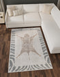 Gray and Ivory 4' 1 x 6' 1 Wildlife Rectangle Area Rug Animal Print Safari Jungle Inspired Carpet for Unique Modern Interior Design for Sale at Rug Engine