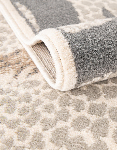 Gray and Ivory 2' x 3' 1 Wildlife Rectangle Area Rug Animal Print Safari Jungle Inspired Carpet for Unique Modern Interior Design for Sale at Rug Engine