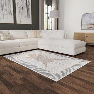 Gray and Ivory 2' x 3' 1 Wildlife Rectangle Area Rug Animal Print Safari Jungle Inspired Carpet for Unique Modern Interior Design for Sale at Rug Engine