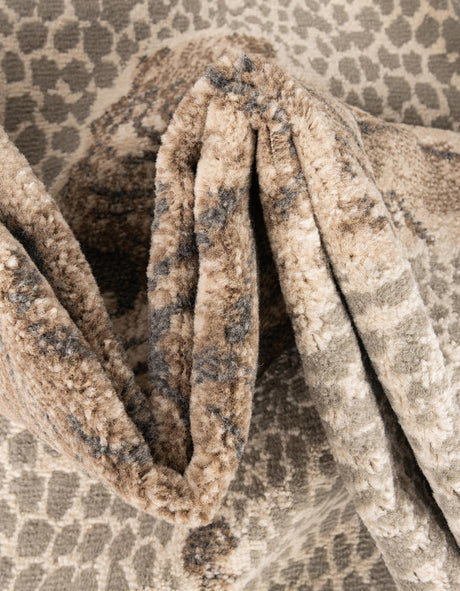 Gray and Ivory 2' 7 x 12' Wildlife Runner Area Rug Animal Print Safari Jungle Inspired Carpet for Unique Modern Interior Design for Sale at Rug Engine