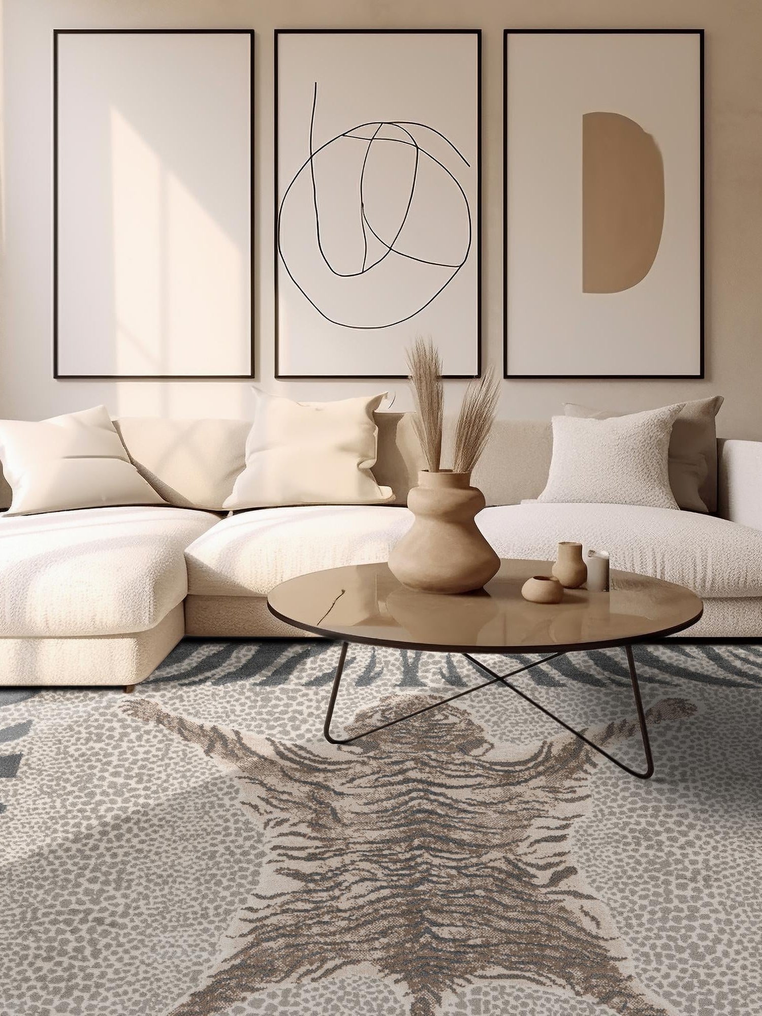 Gray and Ivory 10' x 10' Wildlife Square Area Rug Animal Print Safari Jungle Inspired Carpet for Unique Modern Interior Design for Sale at Rug Engine