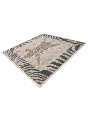 Gray and Ivory 7' 10 x 7' 10 Wildlife Square Area Rug Animal Print Safari Jungle Inspired Carpet for Unique Modern Interior Design for Sale at Rug Engine