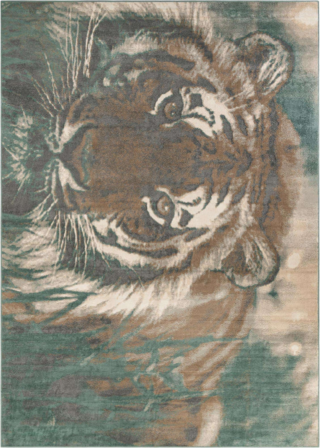Multicolor 10' x 14' 1 Wildlife Rectangle Area Rug Animal Print Safari Jungle Inspired Carpet for Unique Modern Interior Design for Sale at Rug Engine