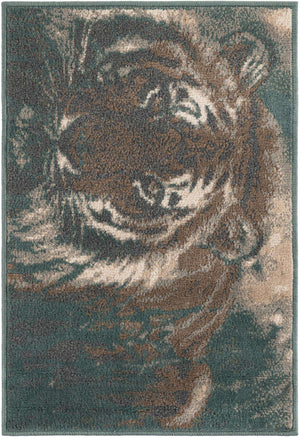 Multicolor 2' x 3' 1 Wildlife Rectangle Area Rug Animal Print Safari Jungle Inspired Carpet for Unique Modern Interior Design for Sale at Rug Engine