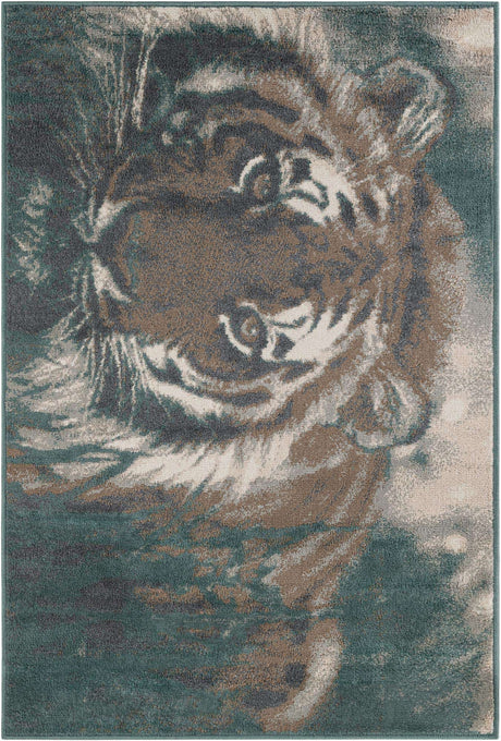 Multicolor 4' 1 x 6' 1 Wildlife Rectangle Area Rug Animal Print Safari Jungle Inspired Carpet for Unique Modern Interior Design for Sale at Rug Engine