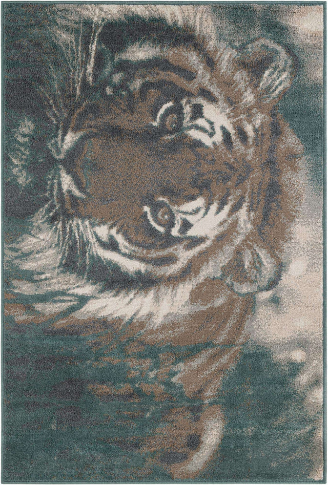Multicolor 4' 1 x 6' 1 Wildlife Rectangle Area Rug Animal Print Safari Jungle Inspired Carpet for Unique Modern Interior Design for Sale at Rug Engine