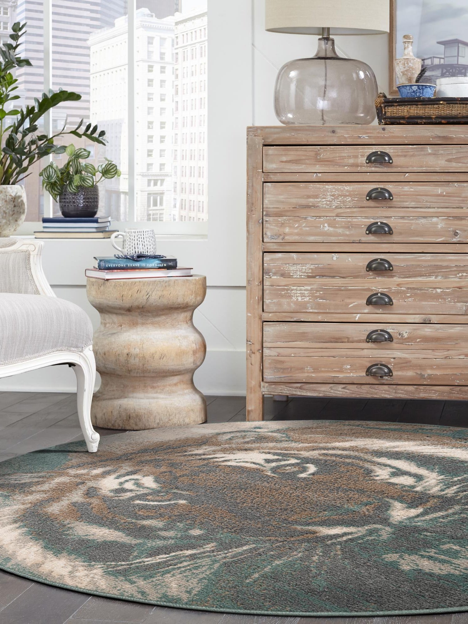 Multicolor 3' 1 x 3' 1 Wildlife Round Area Rug Animal Print Safari Jungle Inspired Carpet for Unique Modern Interior Design for Sale at Rug Engine
