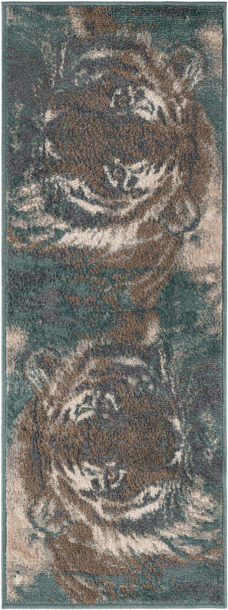 Multicolor 2' x 5' 1 Wildlife Runner Area Rug Animal Print Safari Jungle Inspired Carpet for Unique Modern Interior Design for Sale at Rug Engine