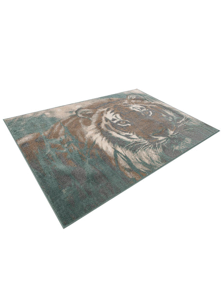 Multicolor 5' 1 x 7' 1 Wildlife Rectangle Area Rug Animal Print Safari Jungle Inspired Carpet for Unique Modern Interior Design for Sale at Rug Engine