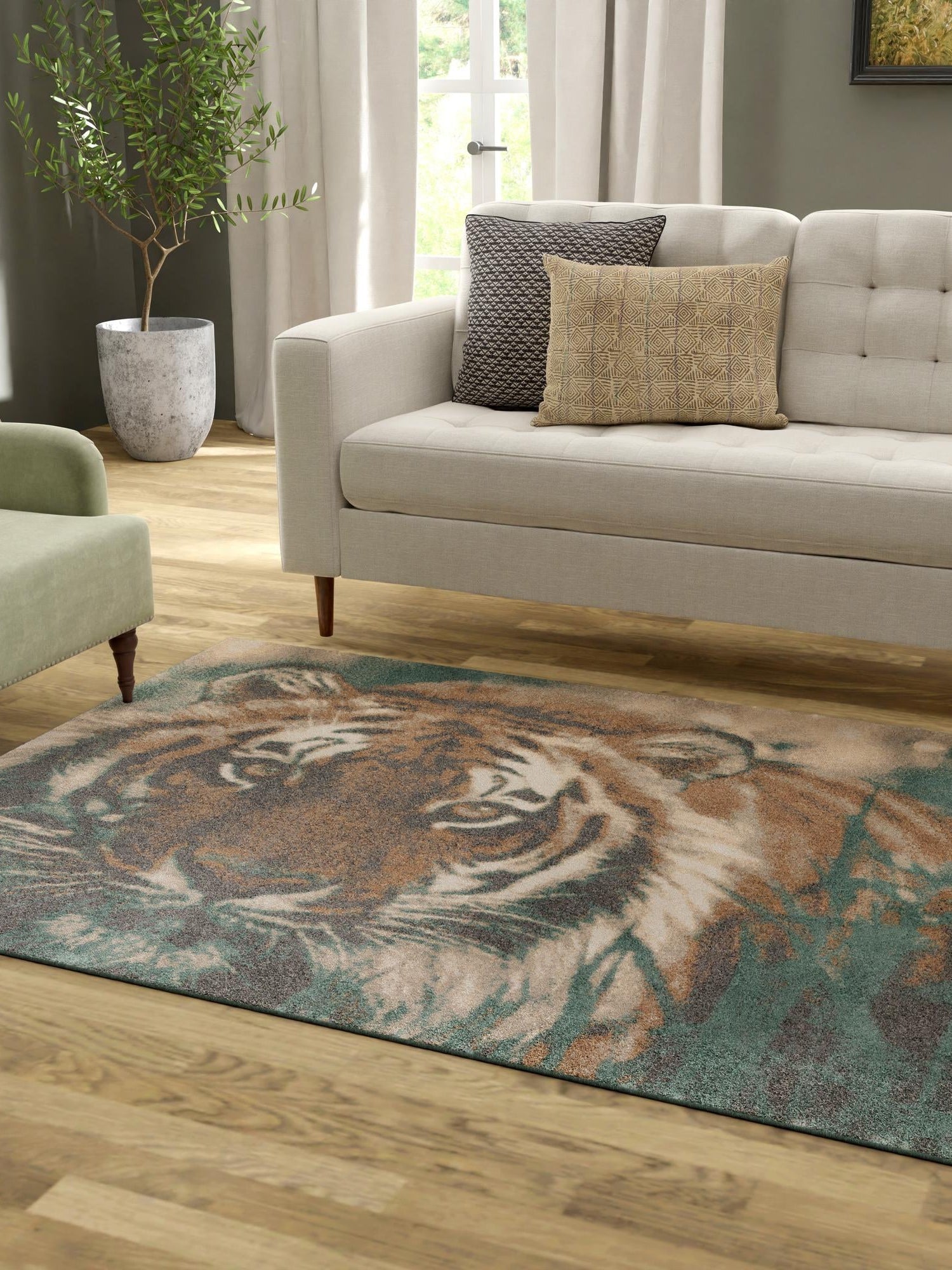 Multicolor 10' x 14' 1 Wildlife Rectangle Area Rug Animal Print Safari Jungle Inspired Carpet for Unique Modern Interior Design for Sale at Rug Engine
