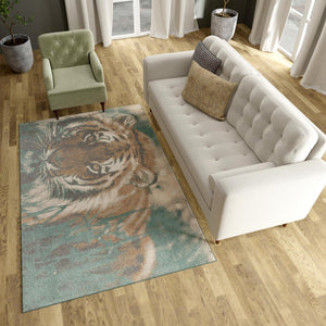 Multicolor 5' 1 x 7' 1 Wildlife Rectangle Area Rug Animal Print Safari Jungle Inspired Carpet for Unique Modern Interior Design for Sale at Rug Engine