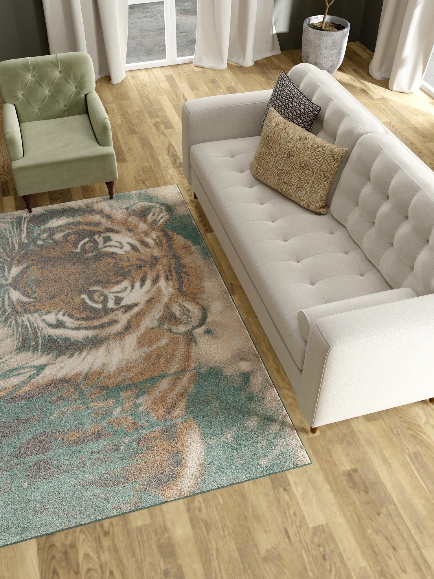 Multicolor 9' x 12' Wildlife Rectangle Area Rug Animal Print Safari Jungle Inspired Carpet for Unique Modern Interior Design for Sale at Rug Engine