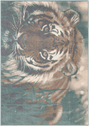 Multicolor 5' 1 x 8' Wildlife Rectangle Area Rug Animal Print Safari Jungle Inspired Carpet for Unique Modern Interior Design for Sale at Rug Engine