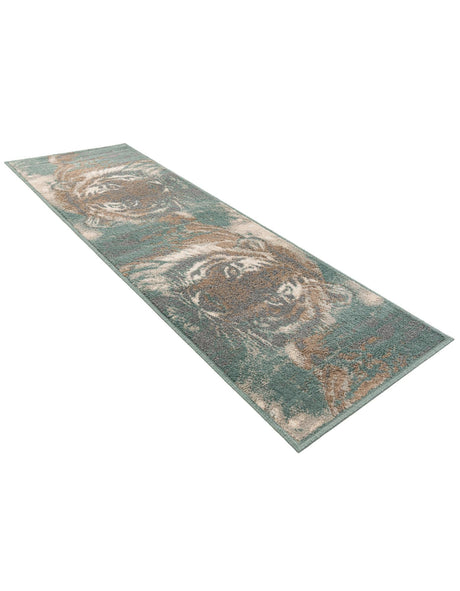 Multicolor 2' x 6' 1 Wildlife Runner Area Rug Animal Print Safari Jungle Inspired Carpet for Unique Modern Interior Design for Sale at Rug Engine