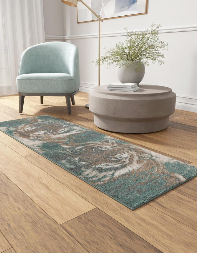 Multicolor 2' 7 x 10' Wildlife Runner Area Rug Animal Print Safari Jungle Inspired Carpet for Unique Modern Interior Design for Sale at Rug Engine