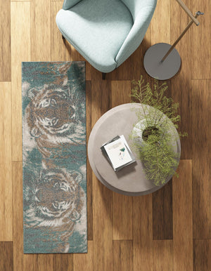 Multicolor 2' x 6' 1 Wildlife Runner Area Rug Animal Print Safari Jungle Inspired Carpet for Unique Modern Interior Design for Sale at Rug Engine
