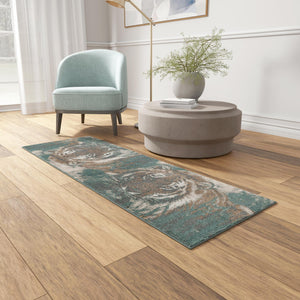 Multicolor 2' x 6' 1 Wildlife Runner Area Rug Animal Print Safari Jungle Inspired Carpet for Unique Modern Interior Design for Sale at Rug Engine