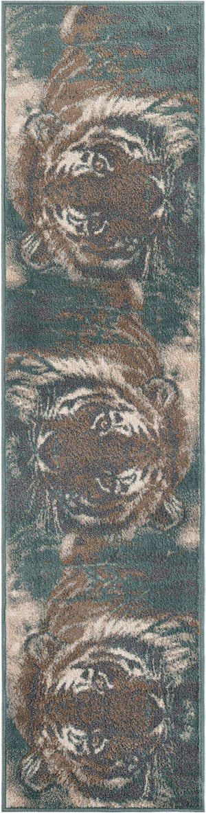 Multicolor 2' x 8' Wildlife Runner Area Rug Animal Print Safari Jungle Inspired Carpet for Unique Modern Interior Design for Sale at Rug Engine