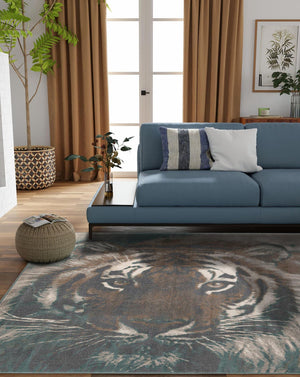 Multicolor 10' x 10' Wildlife Square Area Rug Animal Print Safari Jungle Inspired Carpet for Unique Modern Interior Design for Sale at Rug Engine