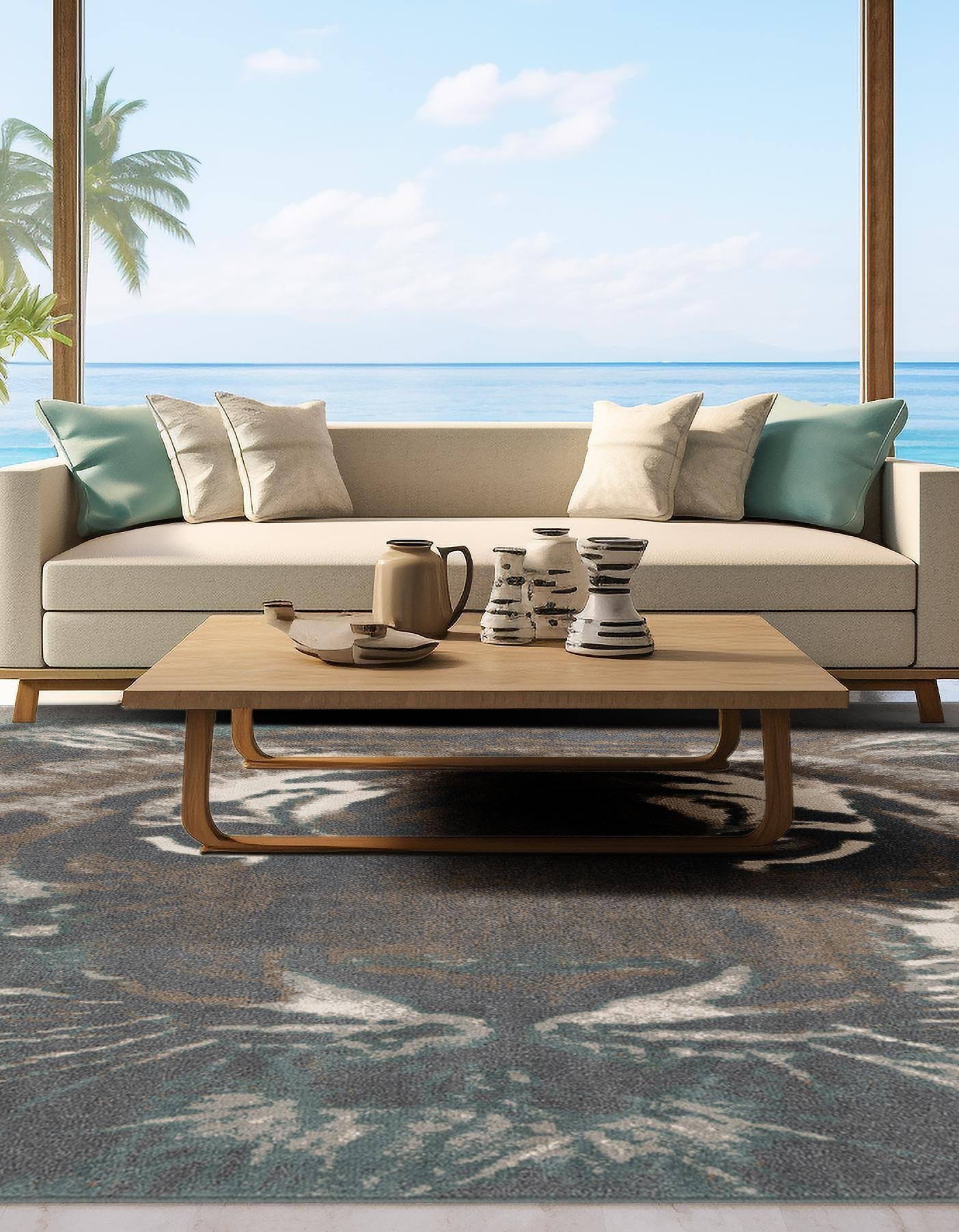 Multicolor 7' 10 x 7' 10 Wildlife Square Area Rug Animal Print Safari Jungle Inspired Carpet for Unique Modern Interior Design for Sale at Rug Engine