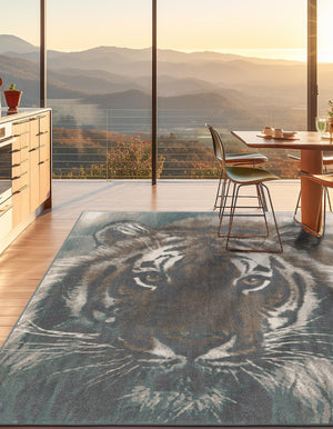 Multicolor 10' x 10' Wildlife Square Area Rug Animal Print Safari Jungle Inspired Carpet for Unique Modern Interior Design for Sale at Rug Engine