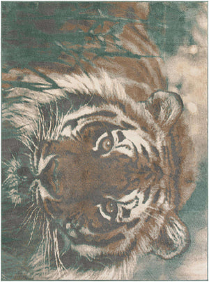 Multicolor 9' x 12' Wildlife Rectangle Area Rug Animal Print Safari Jungle Inspired Carpet for Unique Modern Interior Design for Sale at Rug Engine