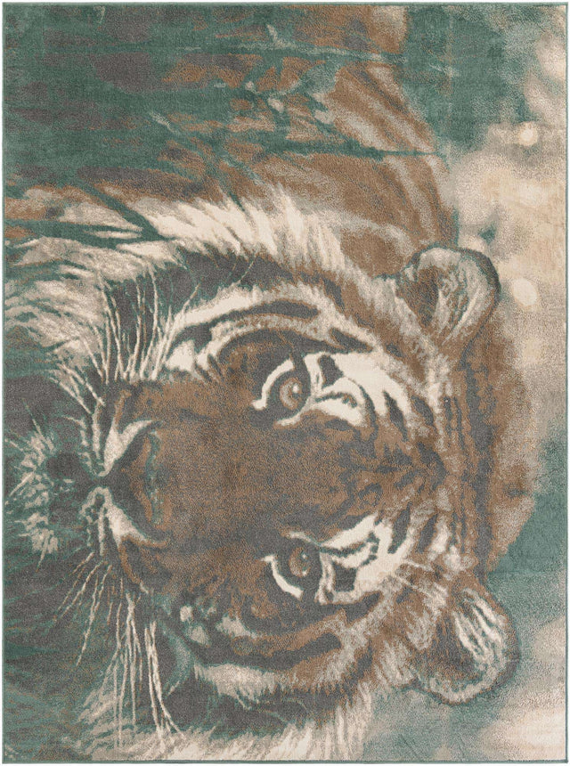 Multicolor 9' x 12' Wildlife Rectangle Area Rug Animal Print Safari Jungle Inspired Carpet for Unique Modern Interior Design for Sale at Rug Engine