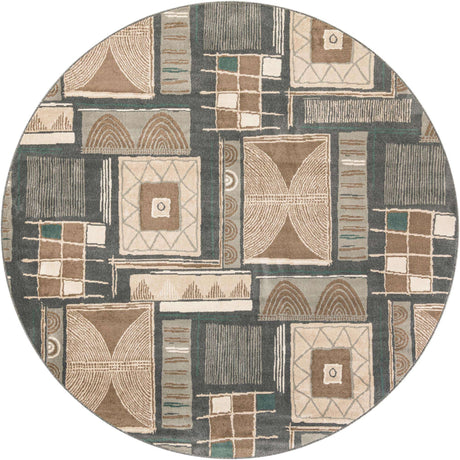 Multicolor 10' x 10' Wildlife Round Area Rug Animal Print Safari Jungle Inspired Carpet for Unique Modern Interior Design for Sale at Rug Engine