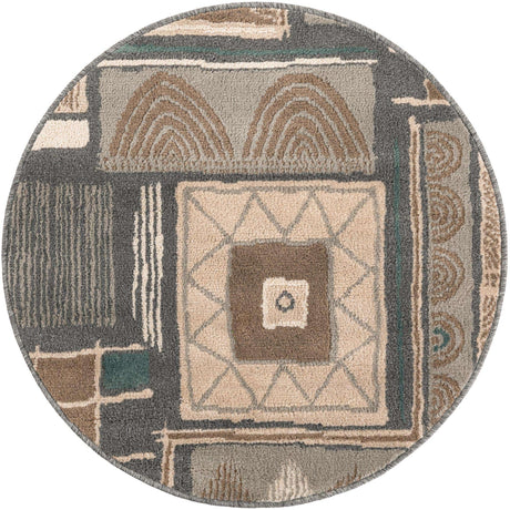 Multicolor 3' 1 x 3' 1 Wildlife Round Area Rug Animal Print Safari Jungle Inspired Carpet for Unique Modern Interior Design for Sale at Rug Engine