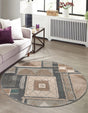 Multicolor 5' 1 x 5' 1 Wildlife Round Area Rug Animal Print Safari Jungle Inspired Carpet for Unique Modern Interior Design for Sale at Rug Engine