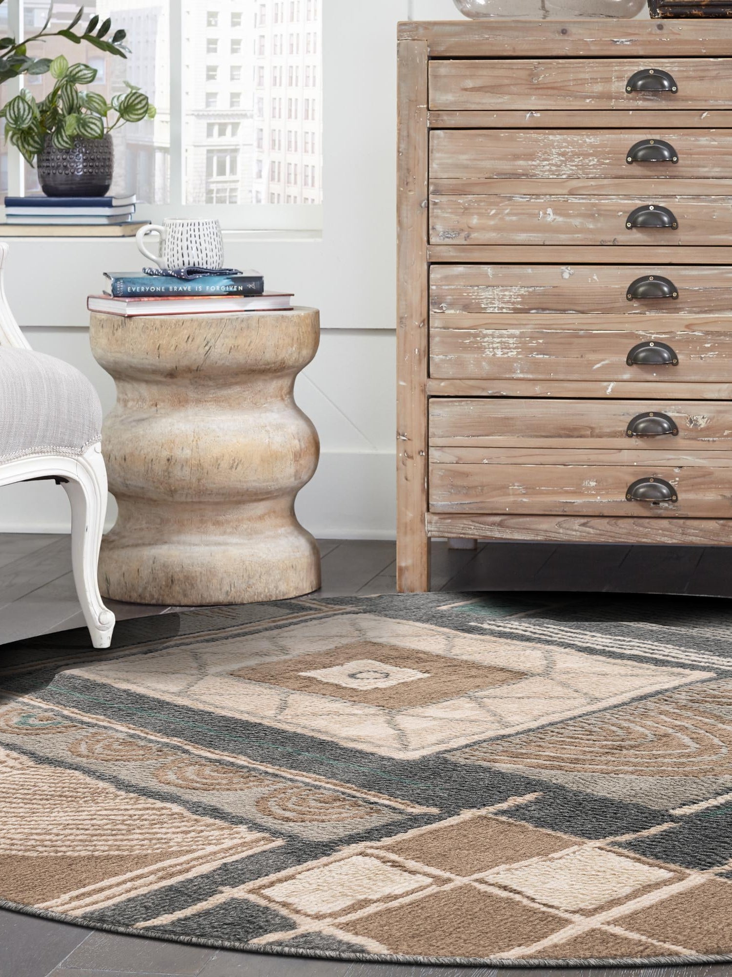 Multicolor 3' 1 x 3' 1 Wildlife Round Area Rug Animal Print Safari Jungle Inspired Carpet for Unique Modern Interior Design for Sale at Rug Engine