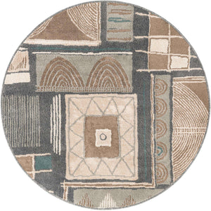 Multicolor 5' 1 x 5' 1 Wildlife Round Area Rug Animal Print Safari Jungle Inspired Carpet for Unique Modern Interior Design for Sale at Rug Engine