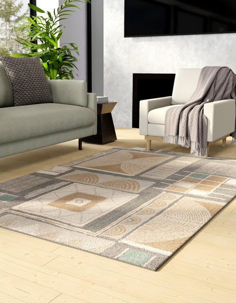 Multicolor 6' 1 x 9' Wildlife Rectangle Area Rug Animal Print Safari Jungle Inspired Carpet for Unique Modern Interior Design for Sale at Rug Engine