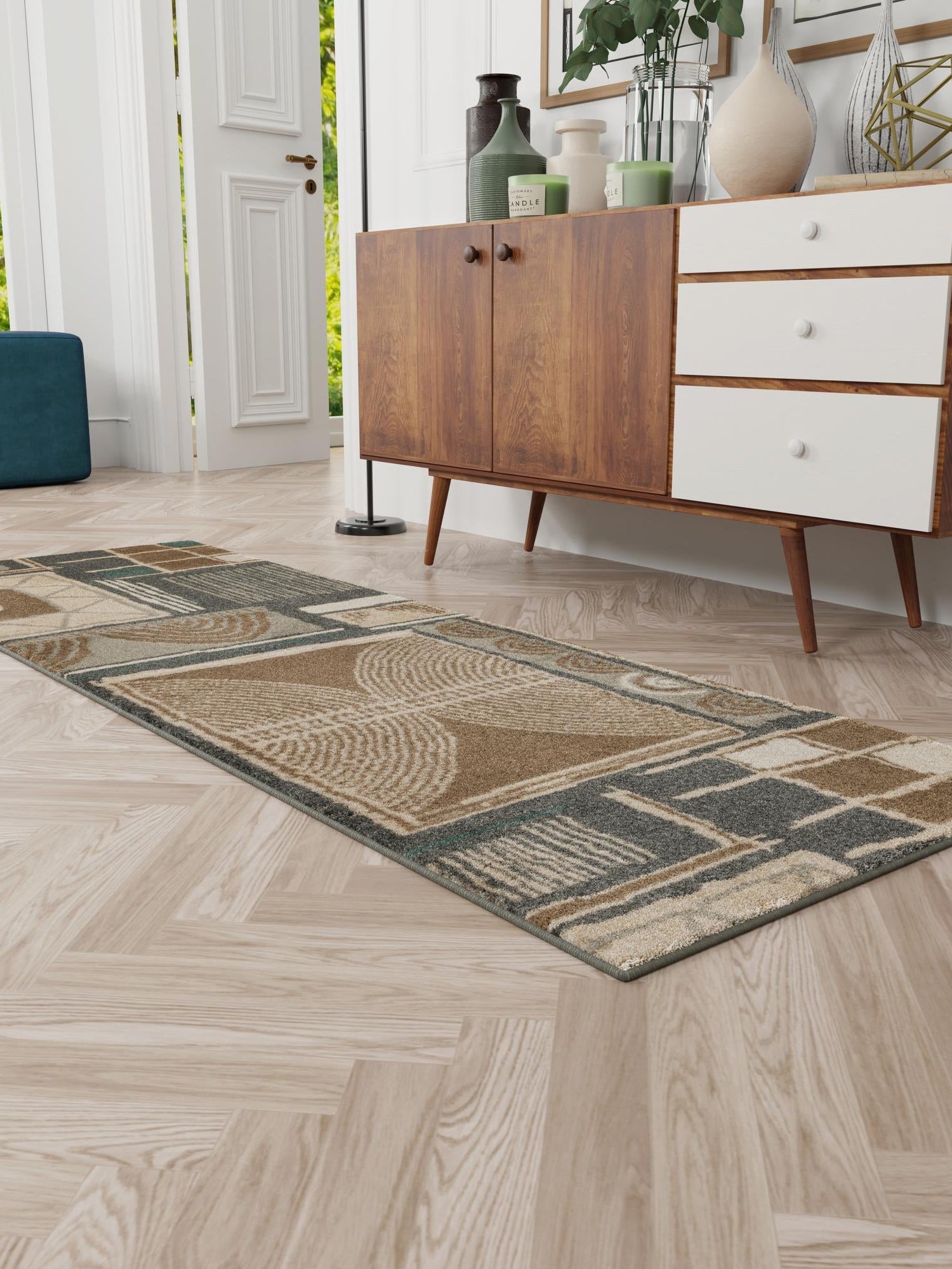 Multicolor 2' x 6' 1 Wildlife Runner Area Rug Animal Print Safari Jungle Inspired Carpet for Unique Modern Interior Design for Sale at Rug Engine