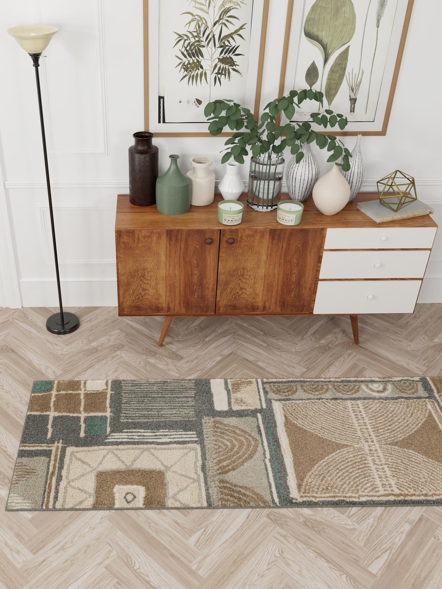 Multicolor 2' x 6' 1 Wildlife Runner Area Rug Animal Print Safari Jungle Inspired Carpet for Unique Modern Interior Design for Sale at Rug Engine