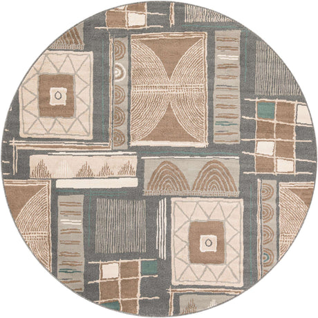 Multicolor 7' 10 x 7' 10 Wildlife Round Area Rug Animal Print Safari Jungle Inspired Carpet for Unique Modern Interior Design for Sale at Rug Engine