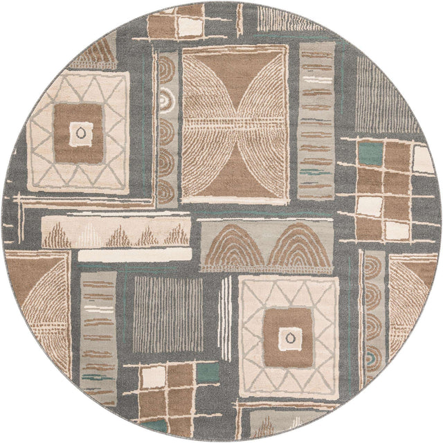 Multicolor 7' 10 x 7' 10 Wildlife Round Area Rug Animal Print Safari Jungle Inspired Carpet for Unique Modern Interior Design for Sale at Rug Engine