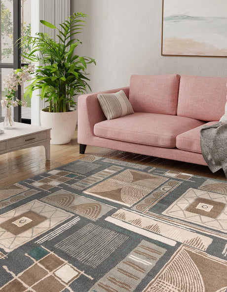 Multicolor 7' 10 x 7' 10 Wildlife Square Area Rug Animal Print Safari Jungle Inspired Carpet for Unique Modern Interior Design for Sale at Rug Engine