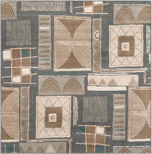 Multicolor 7' 10 x 7' 10 Wildlife Square Area Rug Animal Print Safari Jungle Inspired Carpet for Unique Modern Interior Design for Sale at Rug Engine