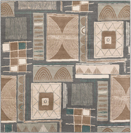 Multicolor 7' 10 x 7' 10 Wildlife Square Area Rug Animal Print Safari Jungle Inspired Carpet for Unique Modern Interior Design for Sale at Rug Engine