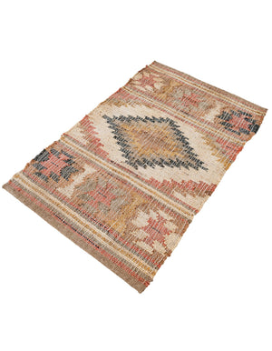 Multicolor 2' x 3' 1 Kilim Jute Rectangle Area Rug 95% Jute & 5% Cotton Rustic Vintage Look Carpet for Unique Home Interior Design for Sale at Rug Engine