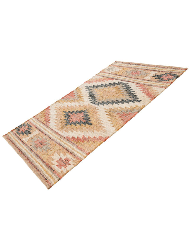 Multicolor 3' 1 x 5' 1 Kilim Jute Rectangle Area Rug 95% Jute & 5% Cotton Rustic Vintage Look Carpet for Unique Home Interior Design for Sale at Rug Engine